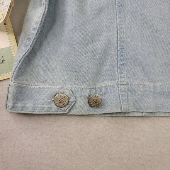 Vintage 90s Susan Bristol Embellished Denim Shirt XL Blue Casual Americana Boxy - Picture 5 of 10